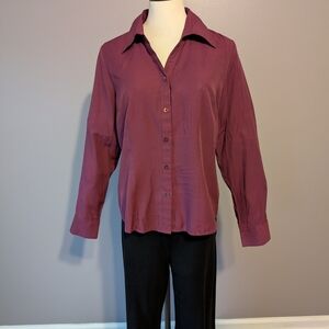 dressbarn Women's Burgundy Button Down Shirt